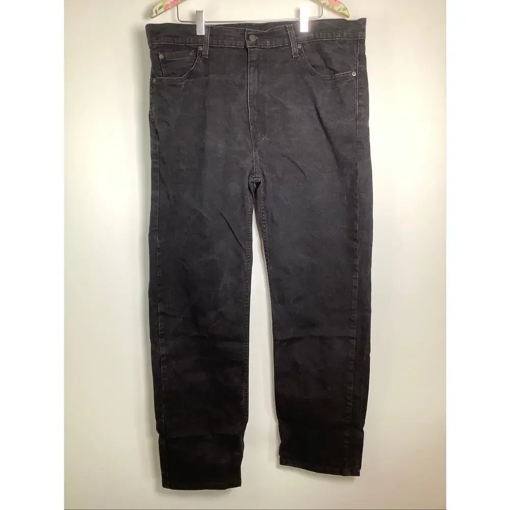 Levis 505 Mens 40x32 Black Regular Straight Leg Jeans Classic Streetwear T4-2